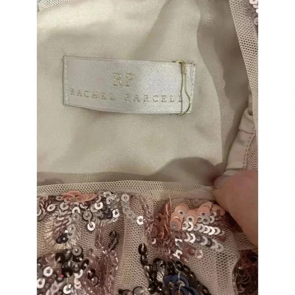 New Rachel Parcell Pink Sequin Tulle Embroidered Short Sleeve Dress Size 8 - Picture 13 of 13